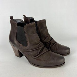 Paul Green Womens Jano Brown Leather Scrunch Chelsea Ankle Boot size US 8.5 UK 6